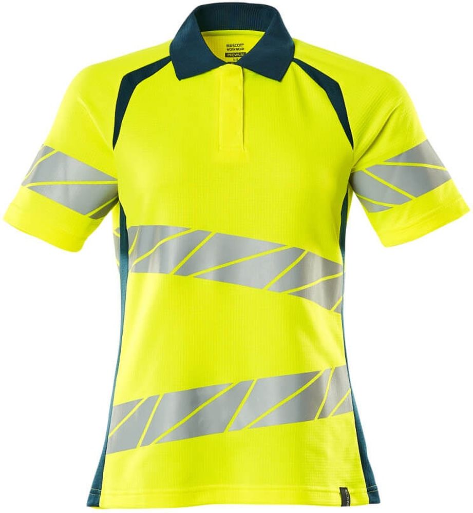 MascotDamenPolo-ShirtAccelerateSafe19093-771Hi-visGelbDunkelpetroleum-XXL