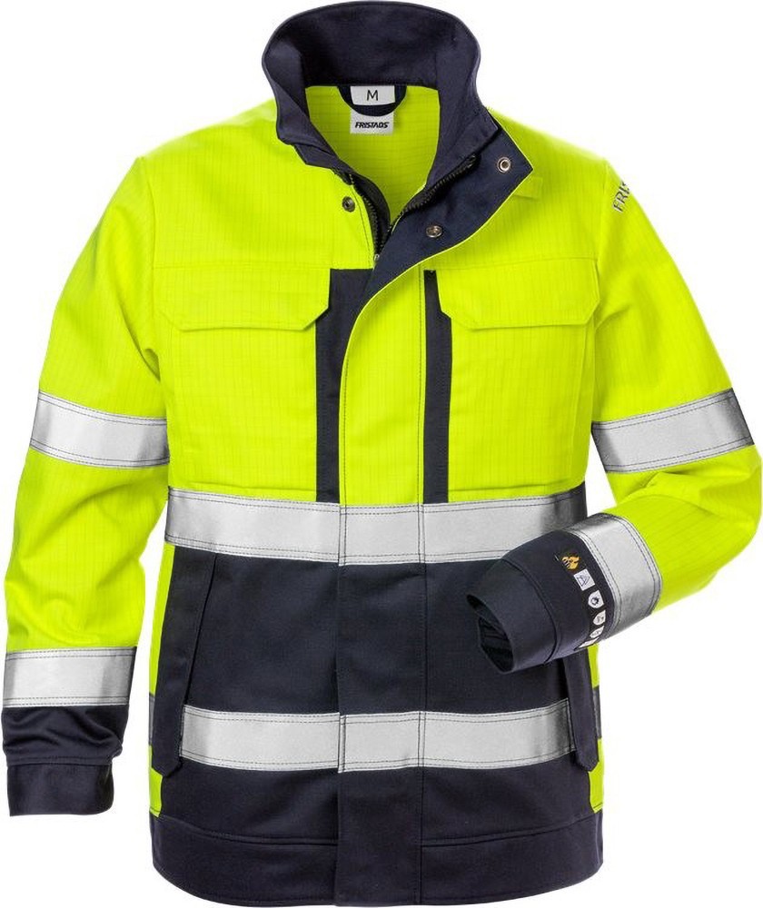 FristadsFlameHighVisJackeDamenKl34590FLAMWarnschutz-GelbMarine