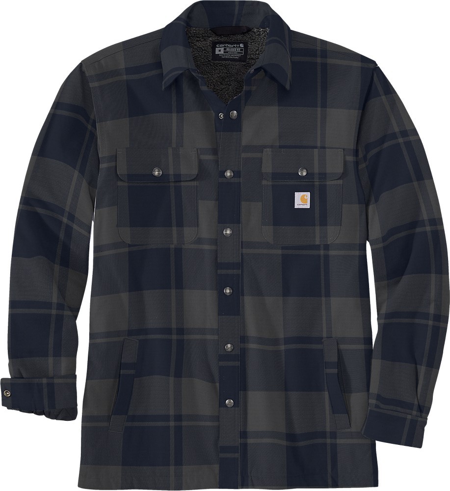 CarharttJackeFlannelSherpa-LinedShirtJacNavy