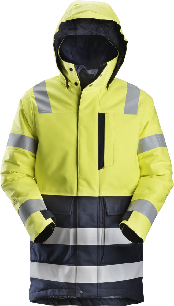 SnickersWorkwearProtecWorkHigh-ViswrmeisoArbeitsparkaKl31860Hv-Gelb-Navy-XS