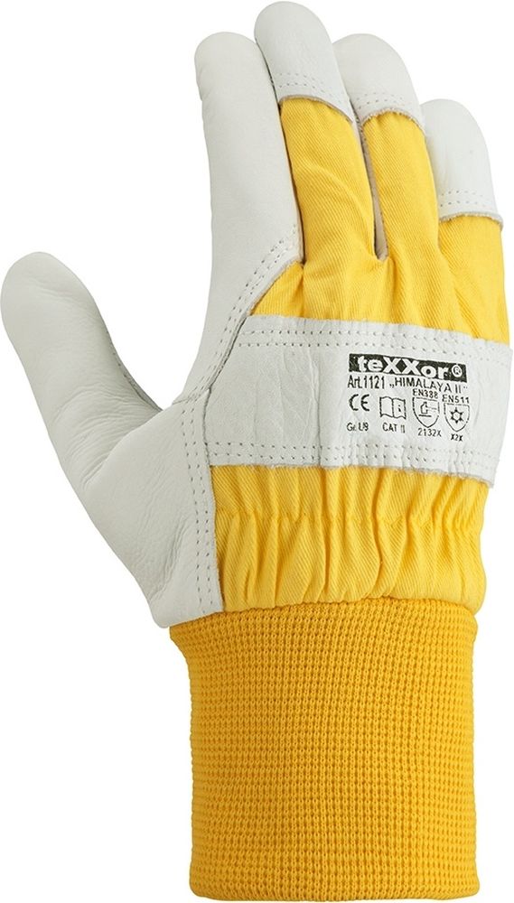 teXXorRindvollleder-WinterbauhandschuheHimalayaIi12Stck1121LederNaturDrellGelb-8