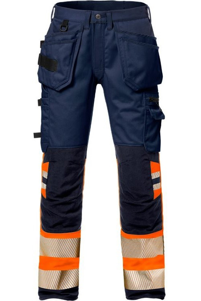 FristadsHighVisHandwerkerStretch-HoseKl12706PLUWarnschutz-OrangeMarine-C44