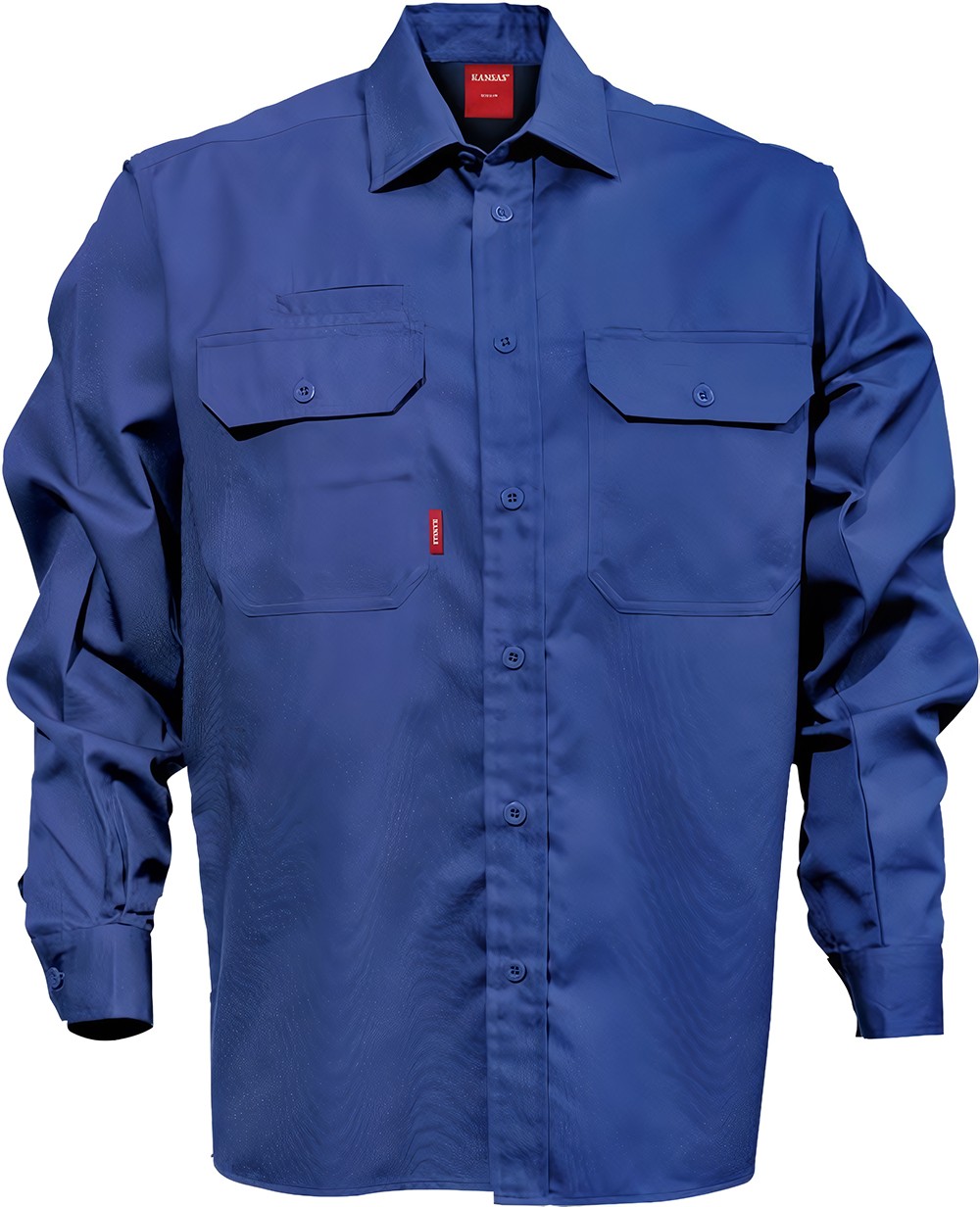 KansasBaumwoll-HemdLangarm7386BKSRoyalblau-S