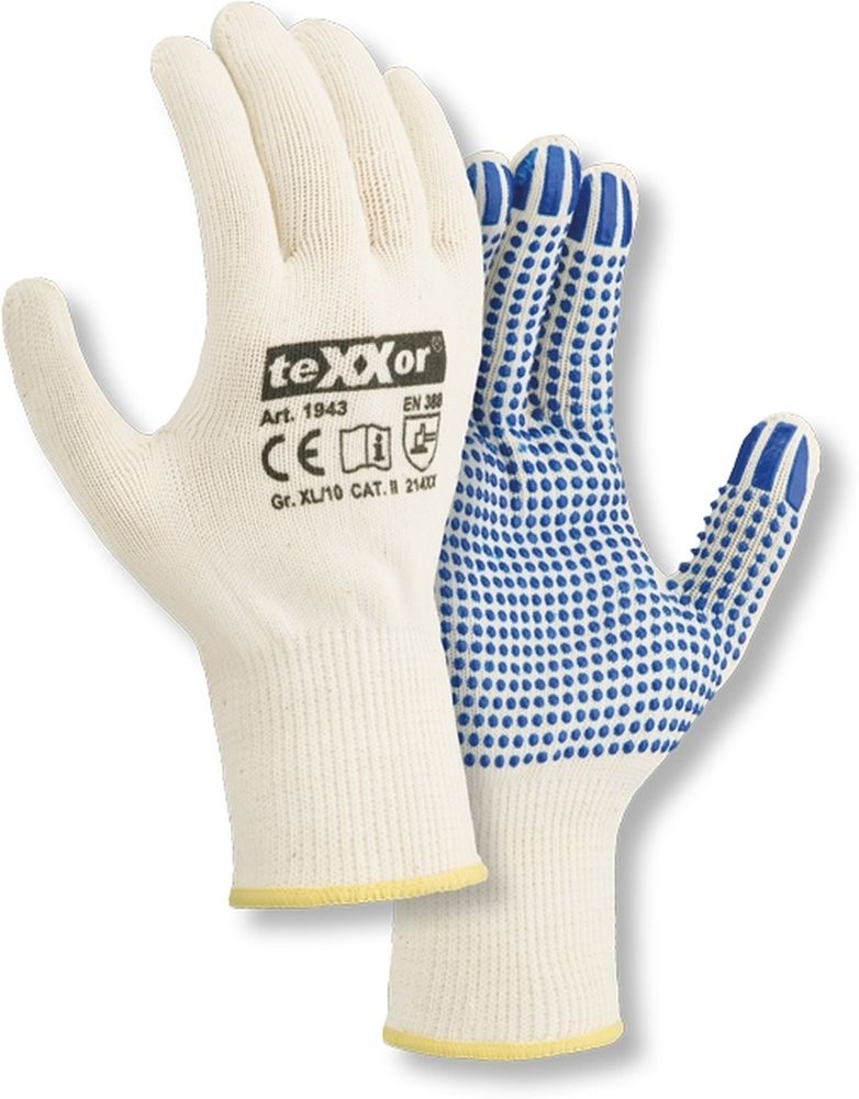 teXXorMittelstrick-HandschuheBaumwolleNylon12Stck1943WeiBlaueNoppen-7