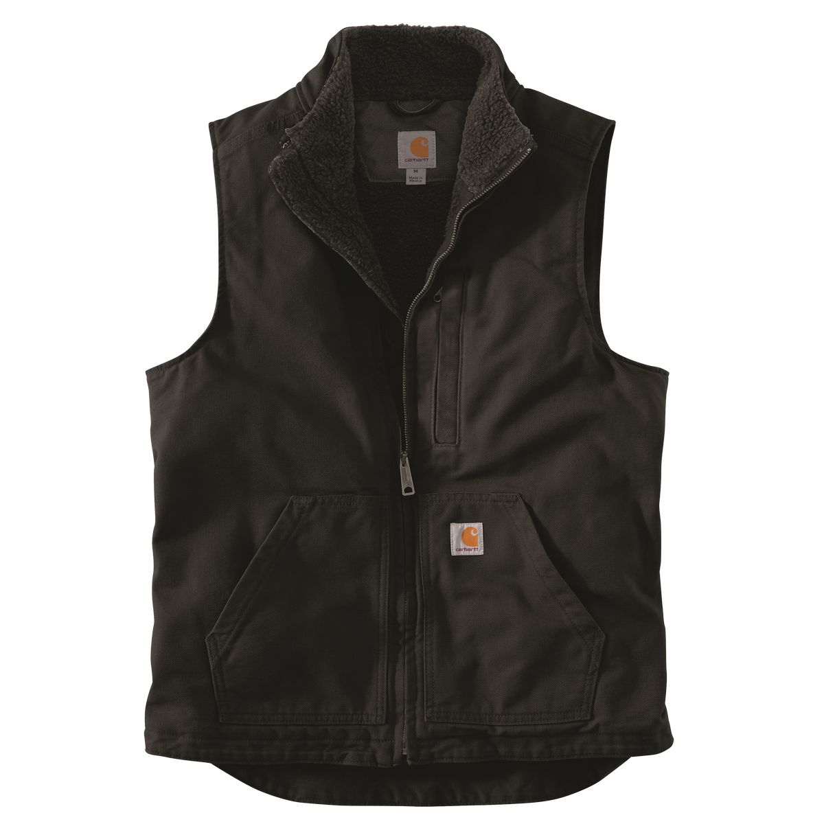 CarharttWesteWashedDuckLinedMockNeckVestBlack