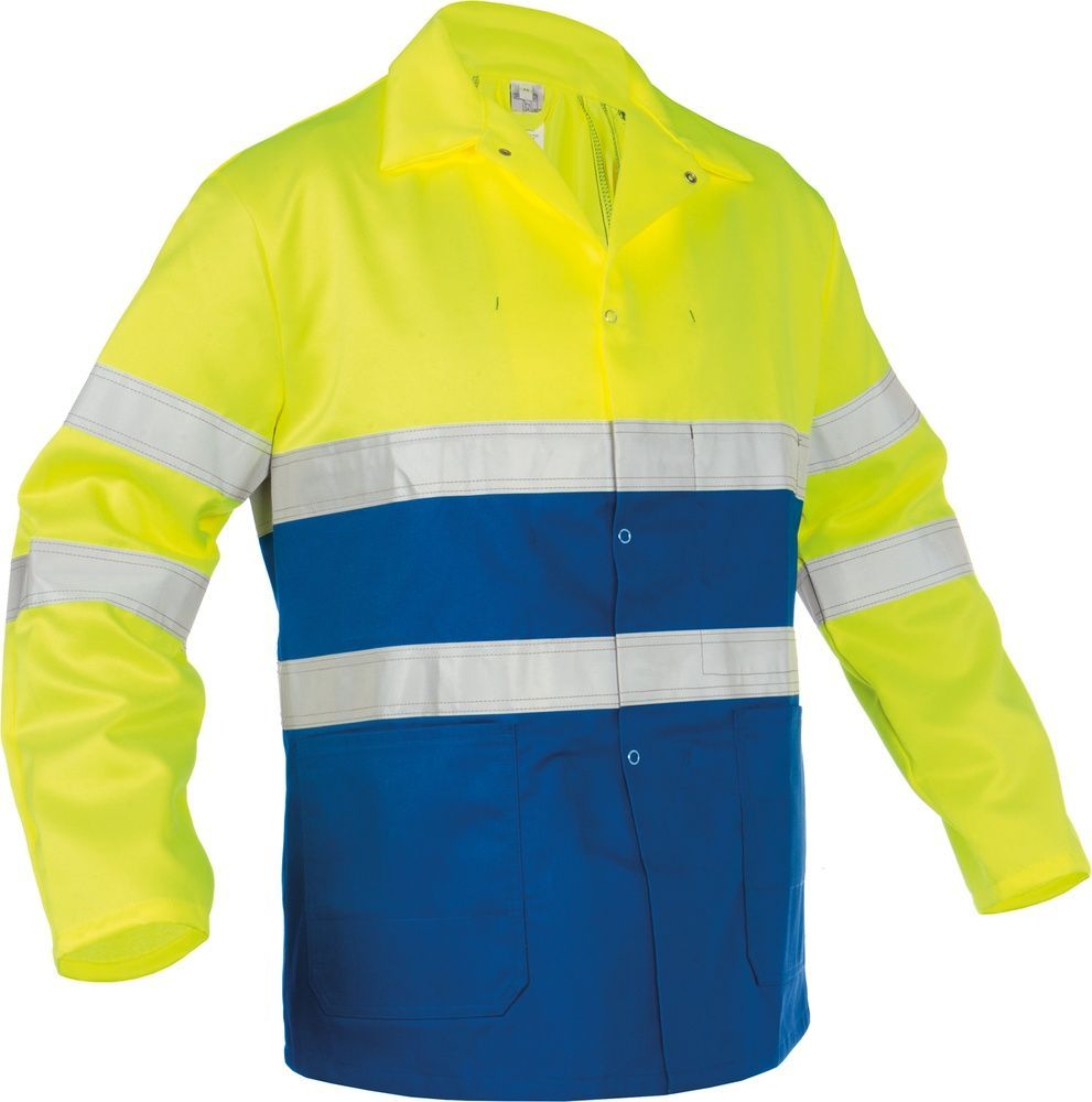 BasicLineWarnschutzarbeitsjackeLinsNeongelbKornblau-XS