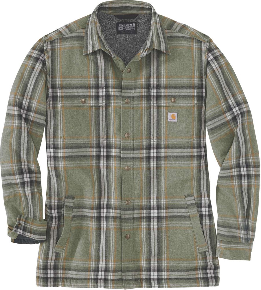 CarharttJackeFlannelSherpaLinedShirtJacBasil