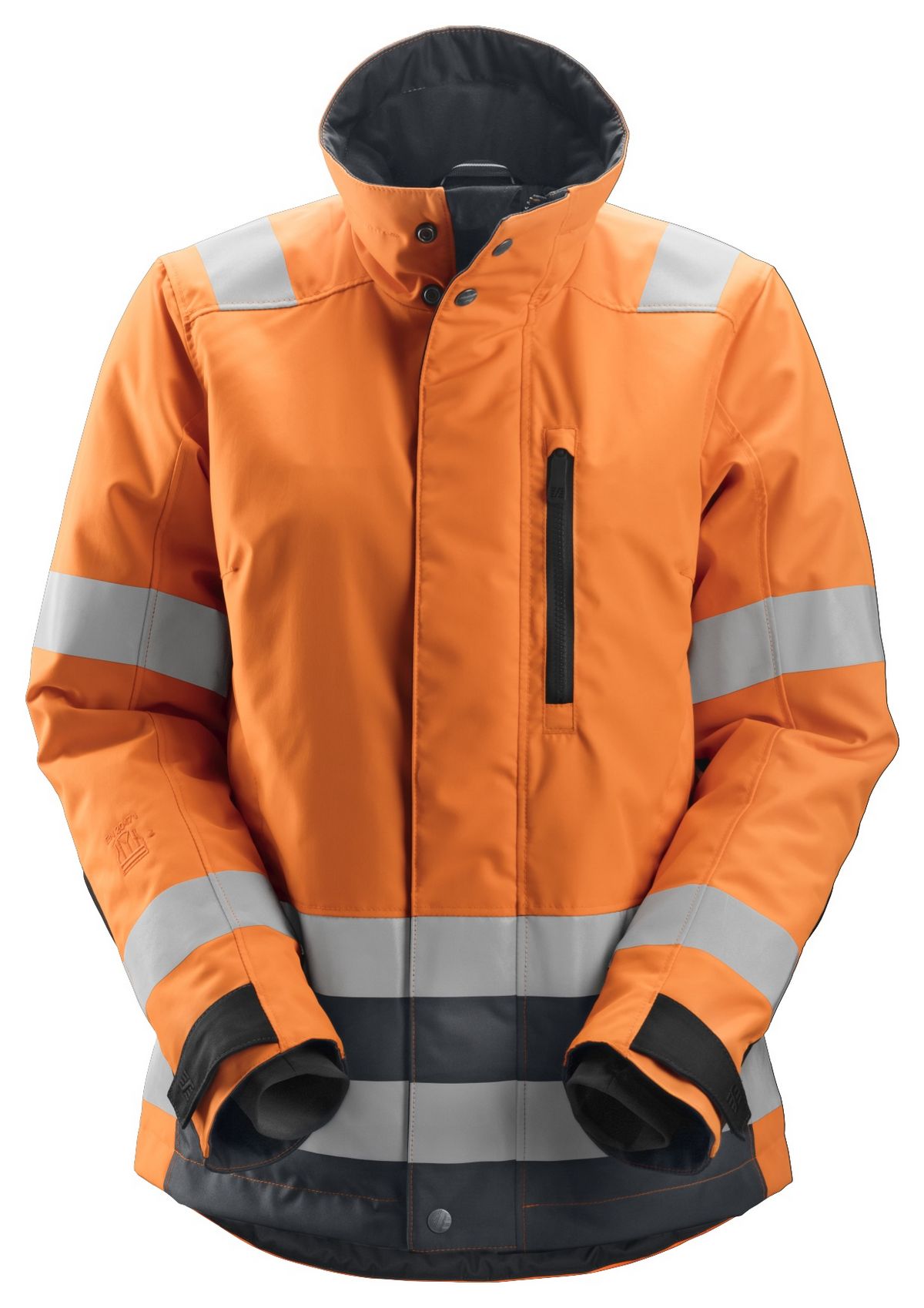 SnickersDamenAllroundWorkHi-Vis375isolierteArbeitsjackeKl23EN20471HV-Orange-Stahlgrau