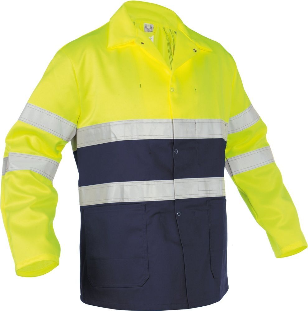 BasicLineWarnschutzarbeitsjackeLinsNeongelbDunkelblau-XS