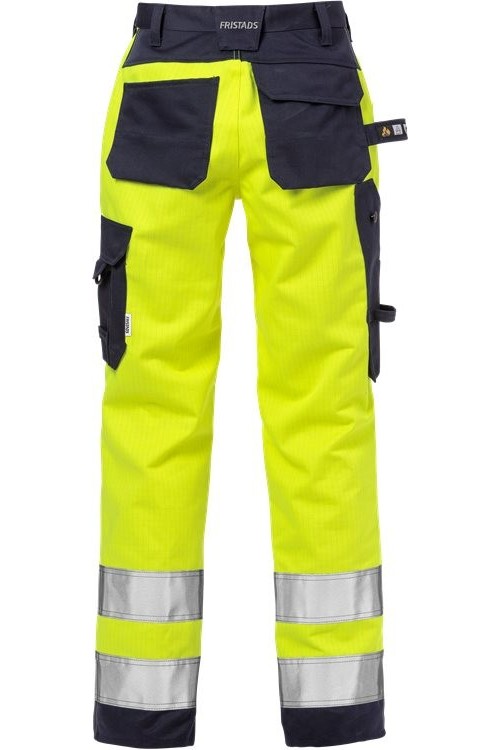 FristadsFlameHighVisHandwerkerhosenDamenKl22589FLAMWarnschutz-GelbMarine