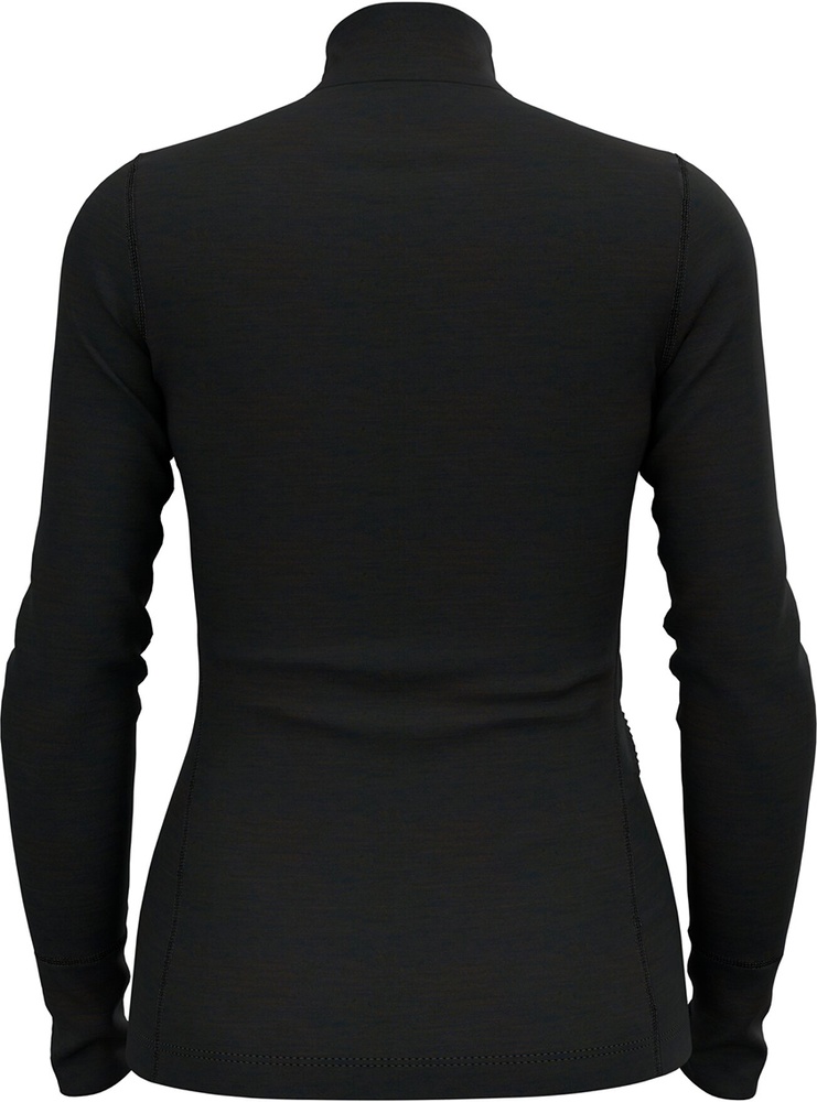 OdloDamenBlTopTurtleNeckLSHalf-ZipMerino2111501Black-L